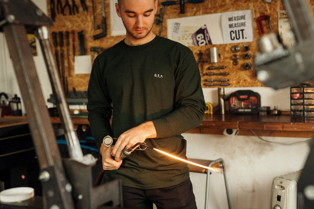 Chris Lord of Lord Cycles in our 'Cassette' T-Shirt - Up The Road