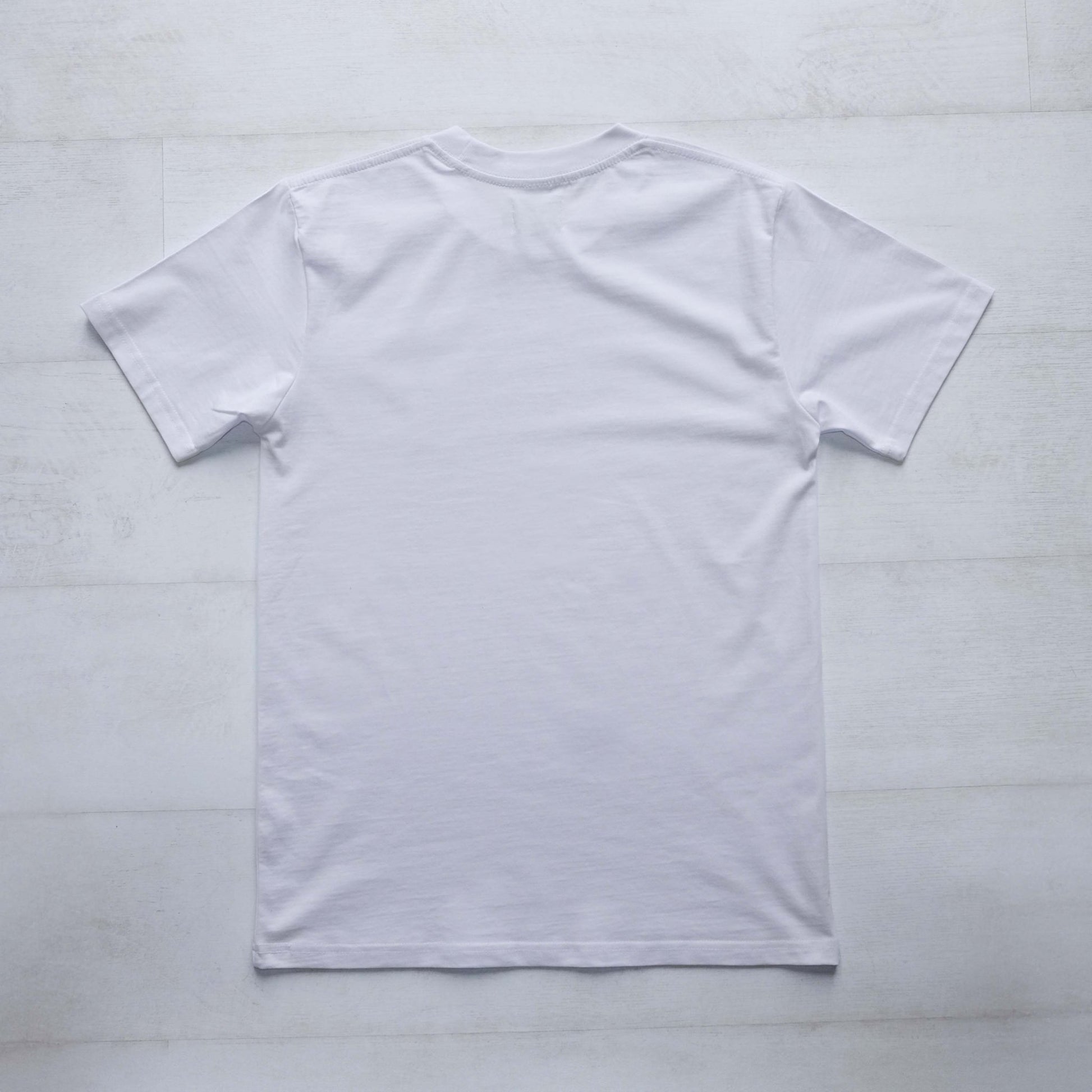 Negative space white shirt plain back.